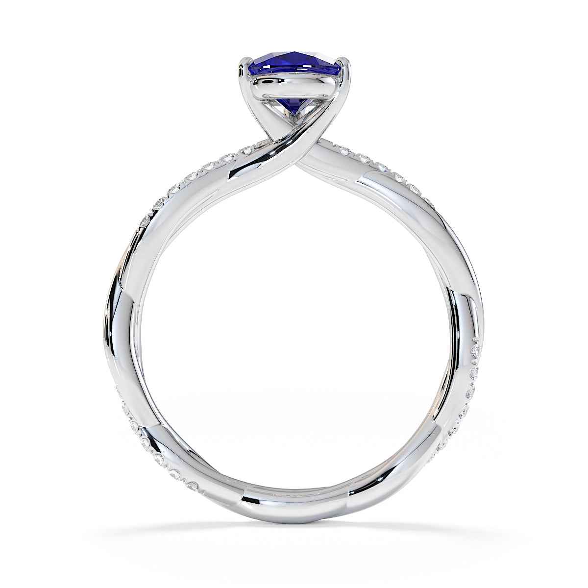 The Azure Drop: 1.00ct Pear Tanzanite Twisted Promise Ring