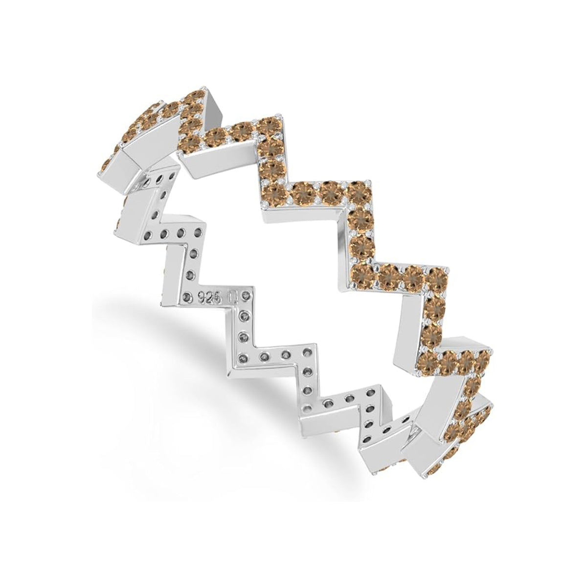 The Geometric Pulse: Amethyst Pave Zigzag Ring
