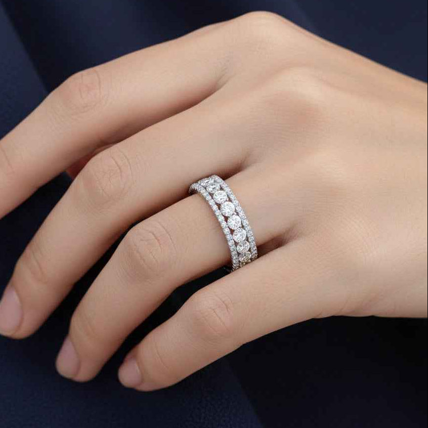 The Radiant Triple Row: 2.06ct Moissanite Statement Band