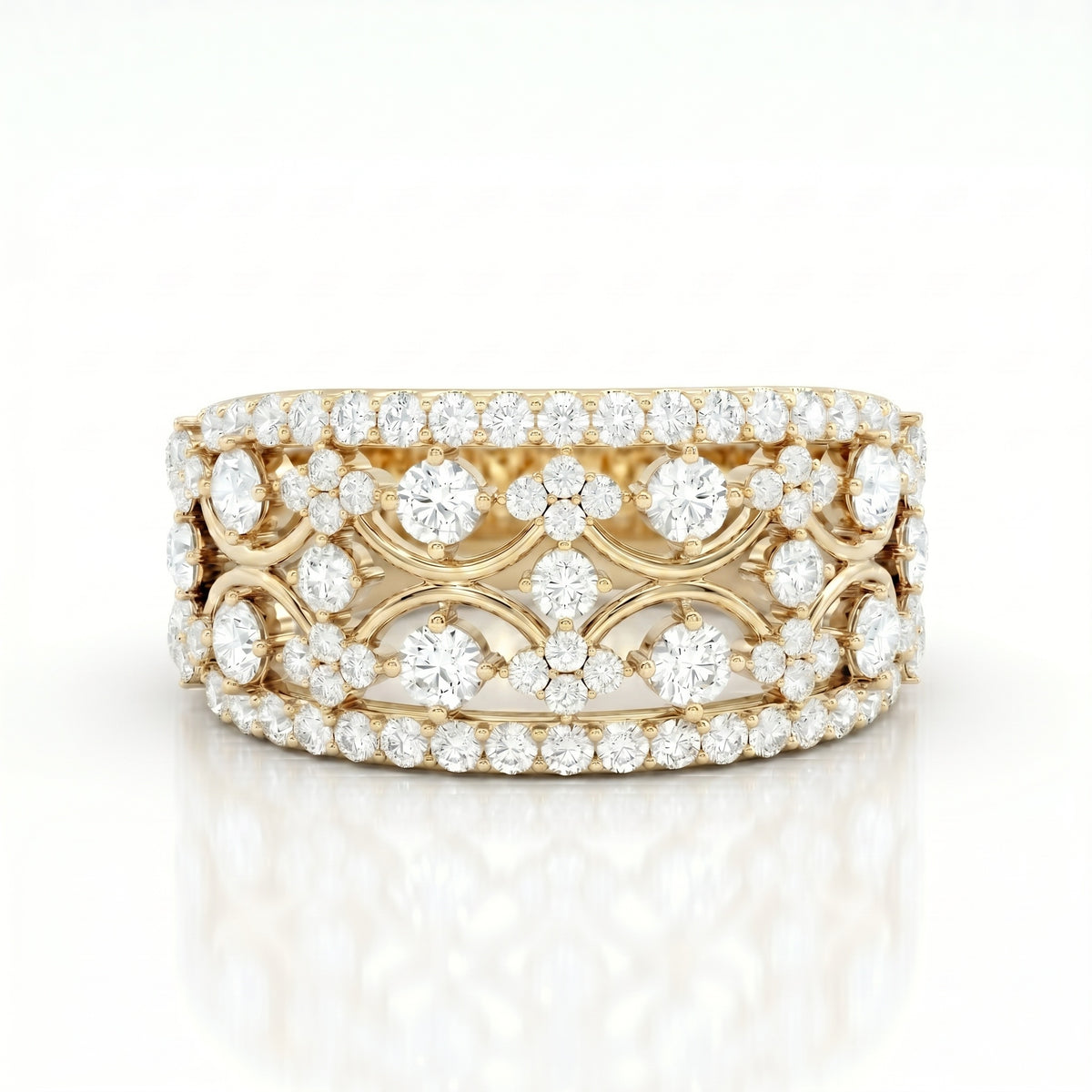 The Vintage Scroll: 2.50ct Moissanite Wide Filigree Band