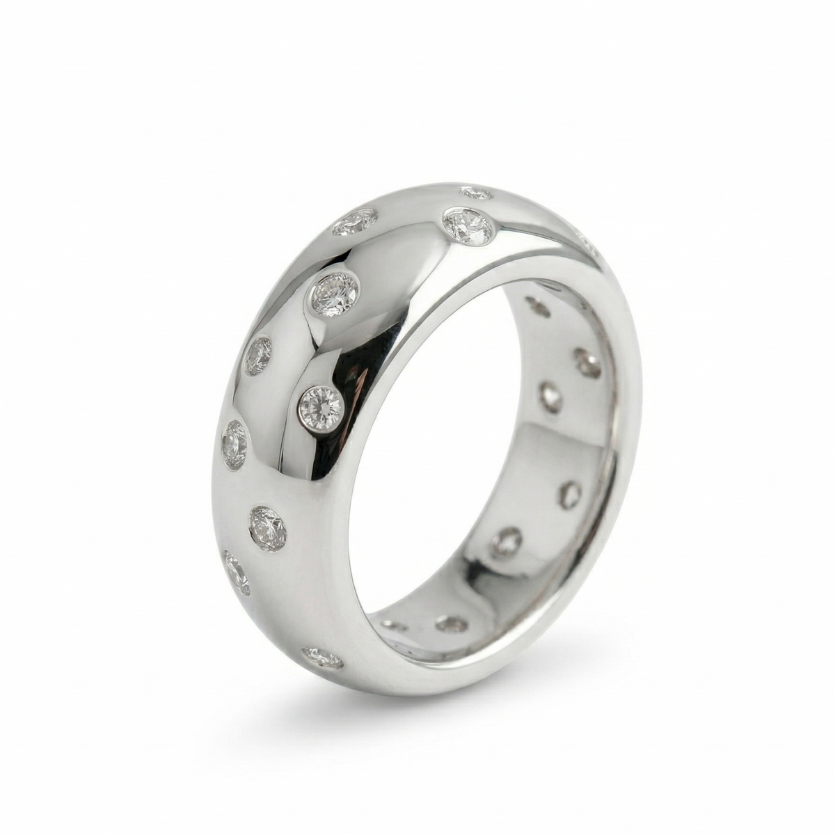 The Stardust Promise: Wide Flush Set Moissanite Band