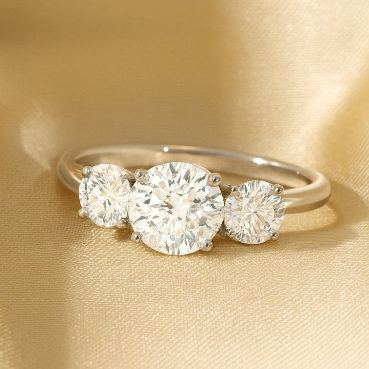 The Timeless Trinity: 0.75ct Moissanite 3-Stone Engagement Ring