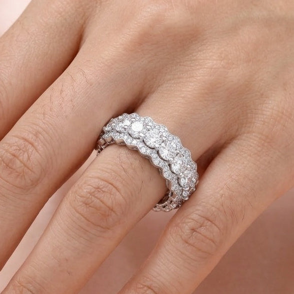 The Grand Scallop: 3.40ct Moissanite Multi-Row Eternity Band