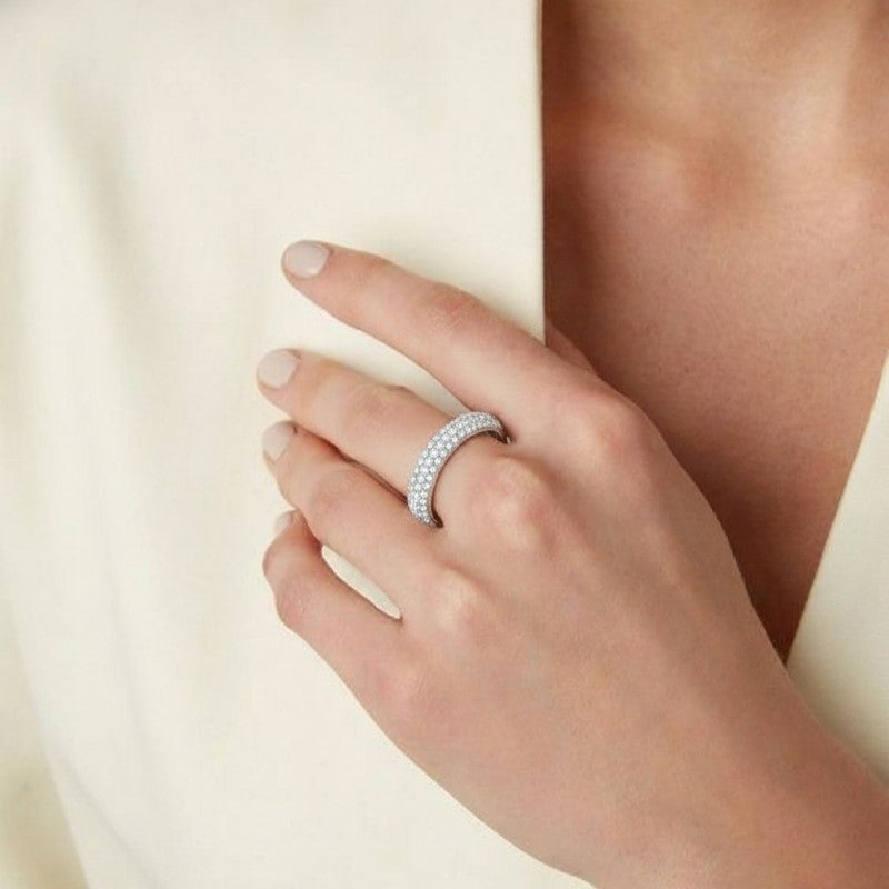 The Pave Brilliance: 1.64ct Moissanite Multi-Row Eternity Band