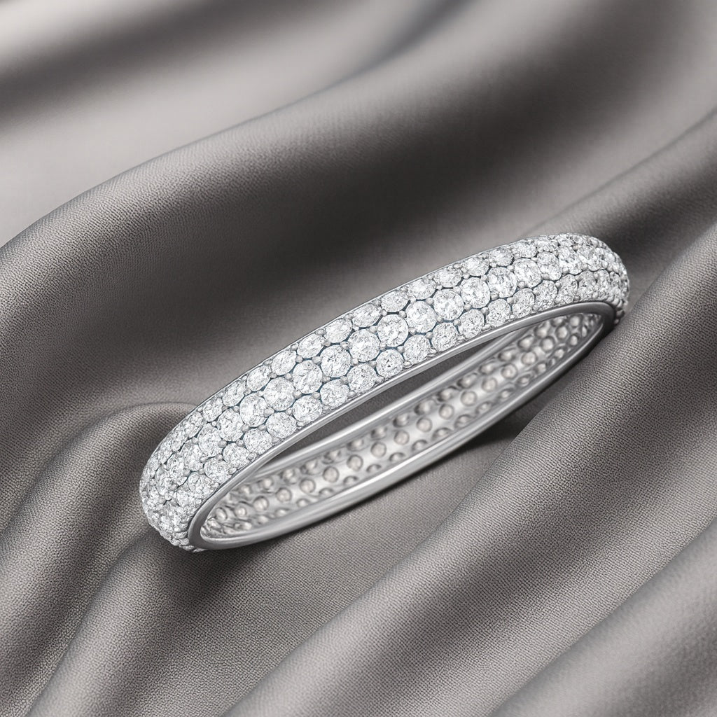 The Pave Brilliance: 1.64ct Moissanite Multi-Row Eternity Band
