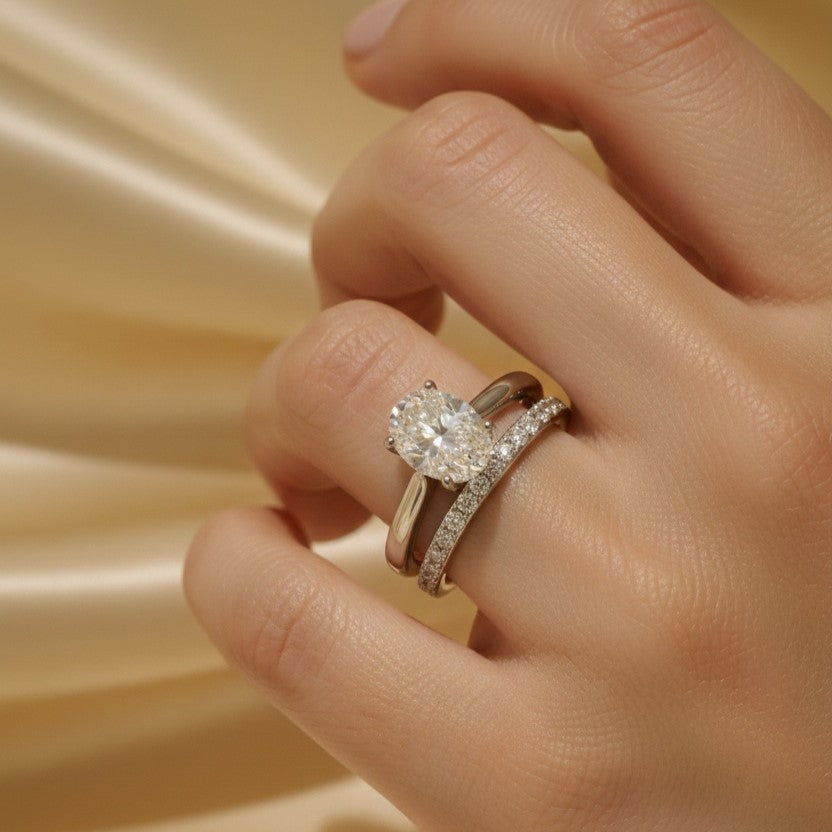 The Eternal Promise: 2.00ct Oval Moissanite Bridal Ring Set