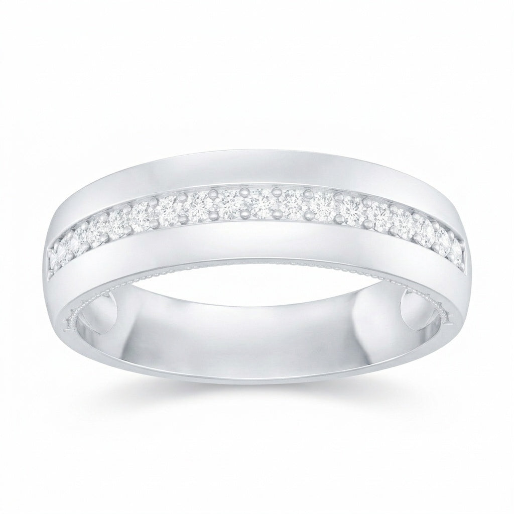 The Modern Inset: 0.20ct Moissanite Wide Eternity Band