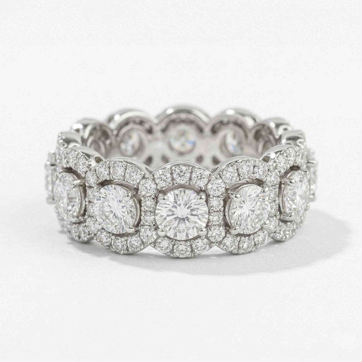 The Radiant Halo: 2.38ct Moissanite Eternity Wedding Band