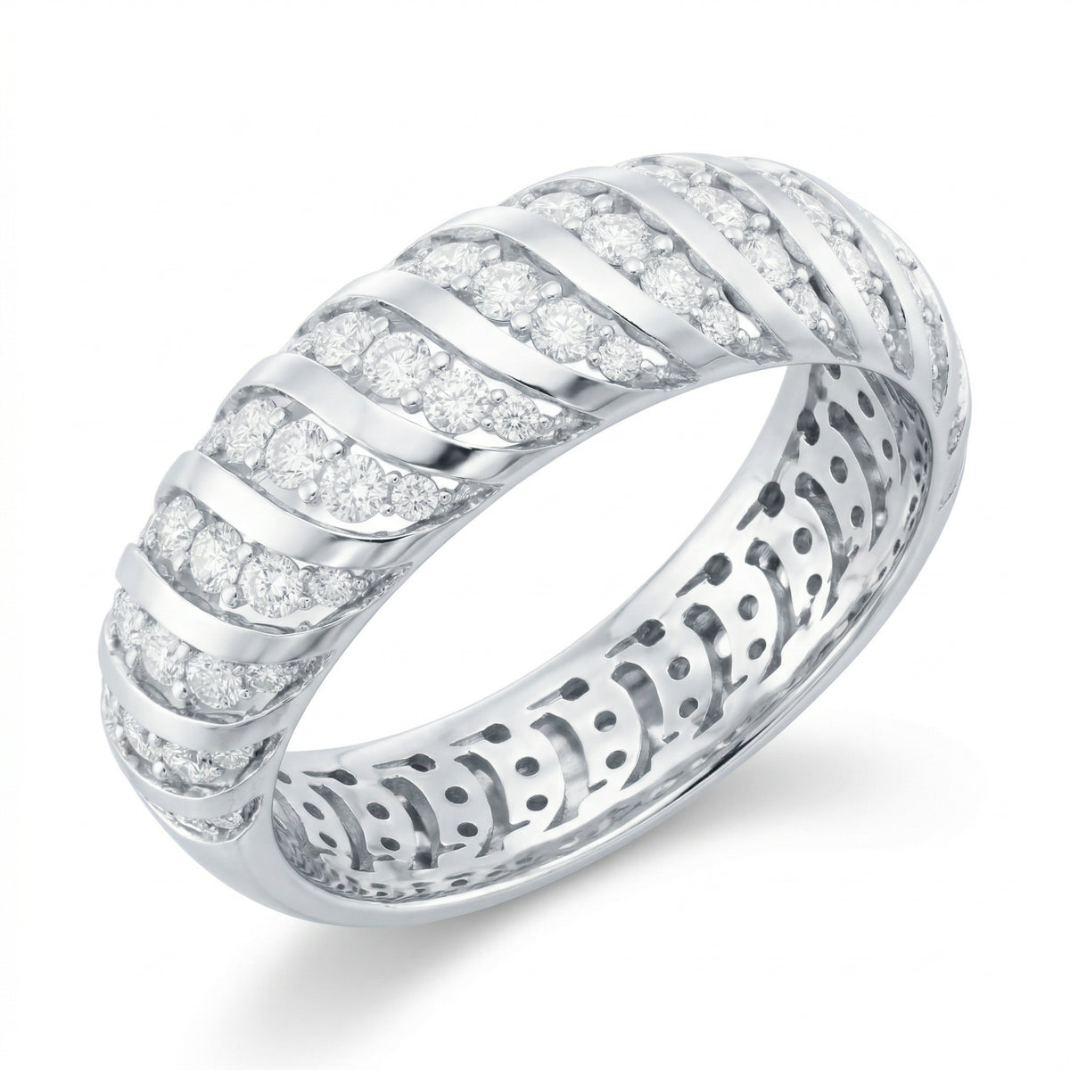 The Sculpted Swirl: 1.38ct Moissanite Dome Eternity Band