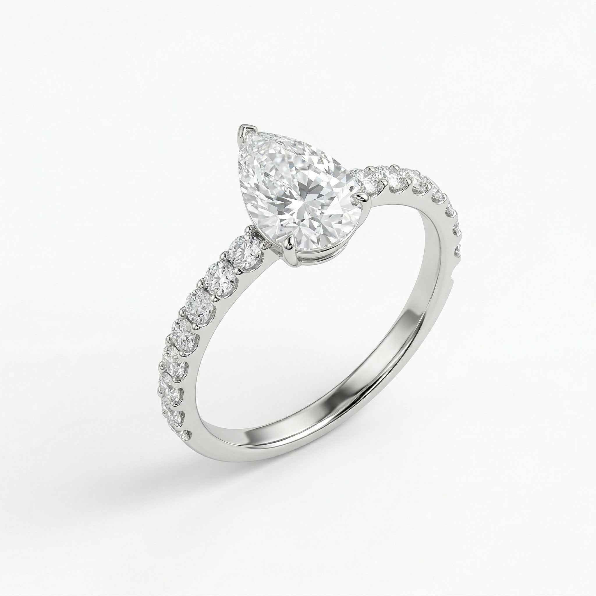The Luminous Tear: 1.50ct Pear Moissanite Engagement Ring