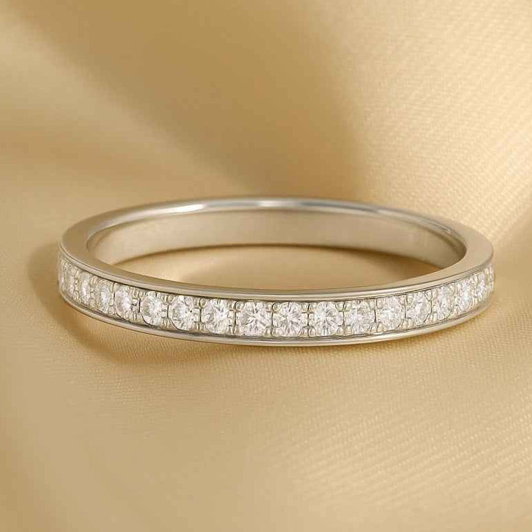 The Eternal Glow: 0.46ct Moissanite Pavé Stackable Band