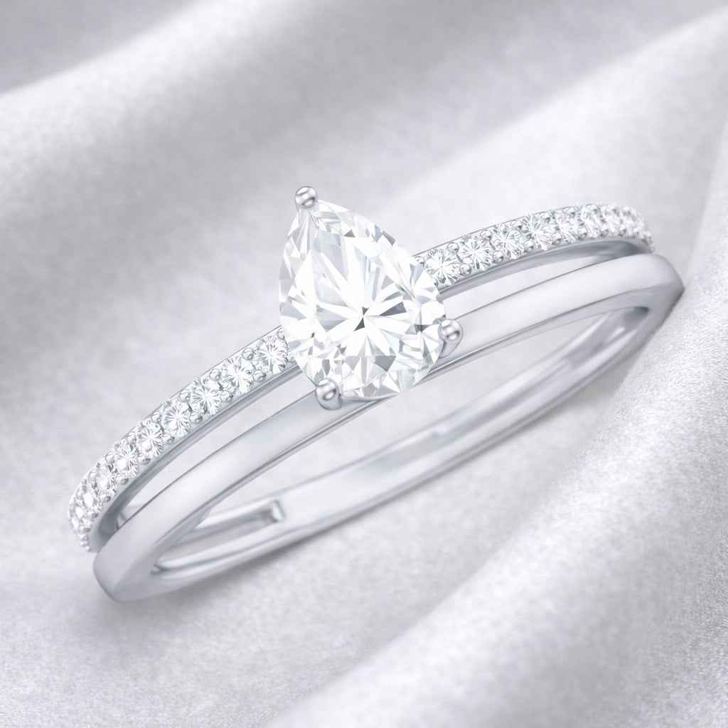 The Graceful Pear: 1.1ct Moissanite Pavé Engagement Ring