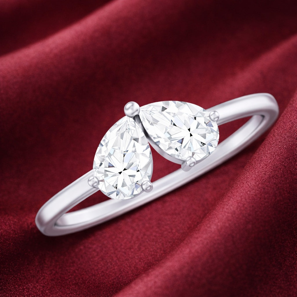 The Dual Tear: 1.05ct Pear Moissanite Toi et Moi Ring