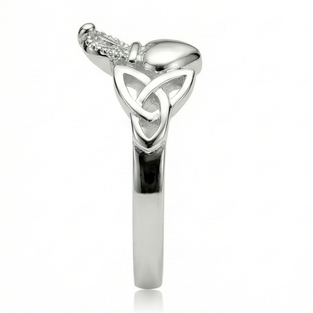 The Celtic Promise: Knotwork Claddagh Silver Ring