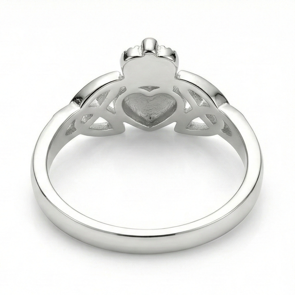 The Celtic Promise: Knotwork Claddagh Silver Ring