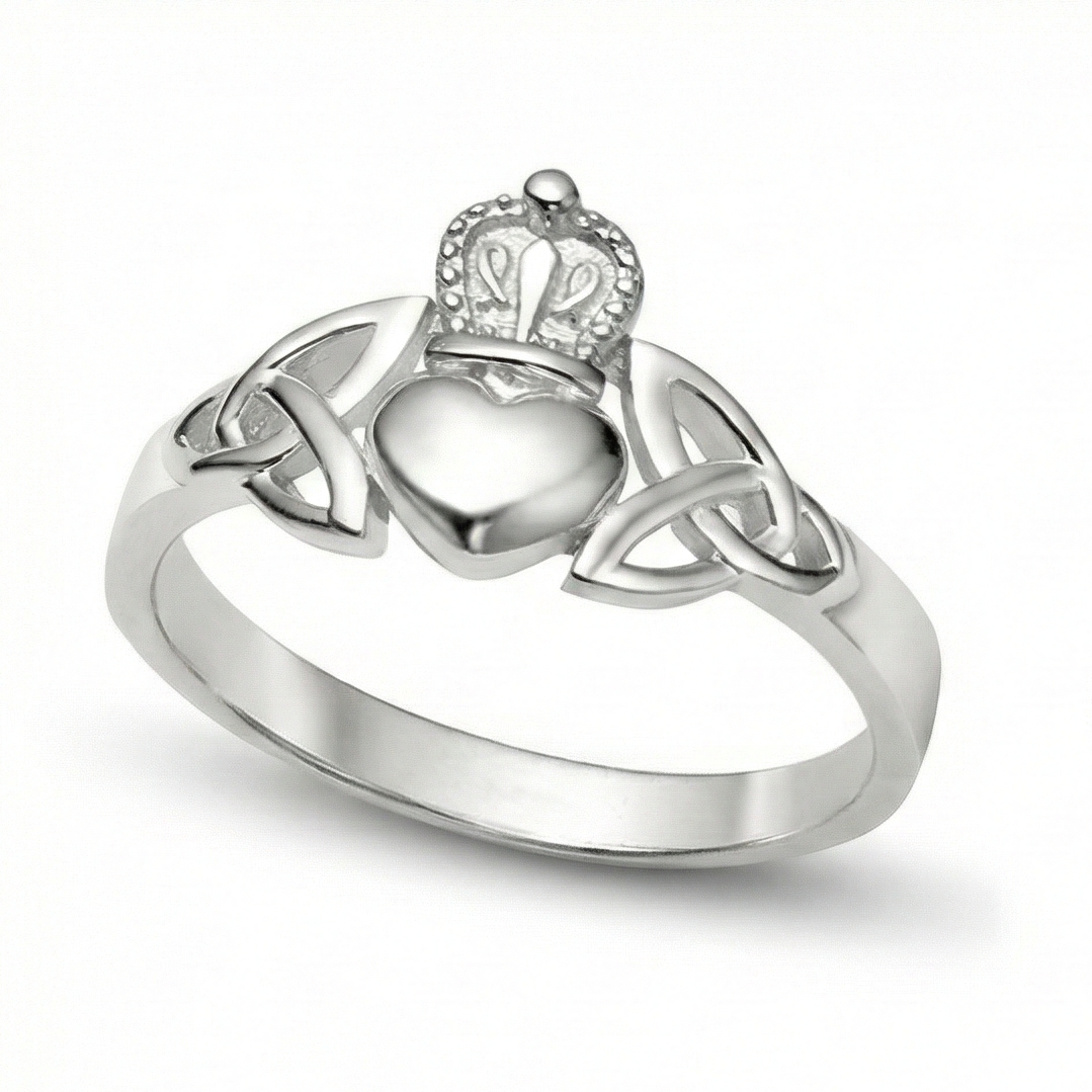 The Celtic Promise: Knotwork Claddagh Silver Ring