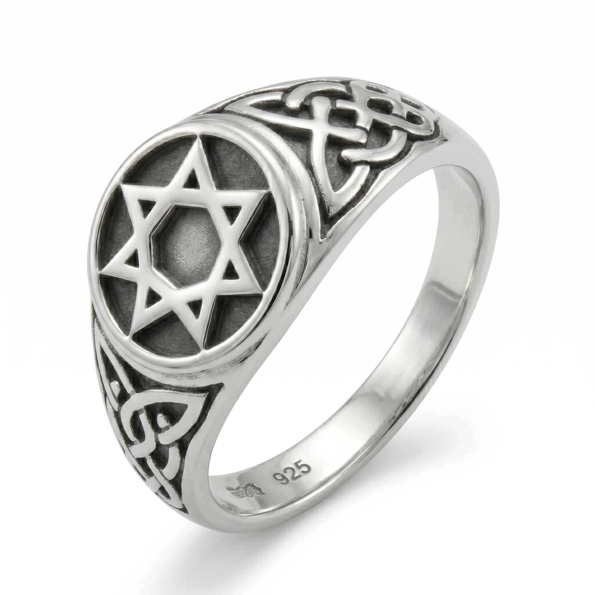 The Shield: Star of David Oxidised Celtic Signet Ring