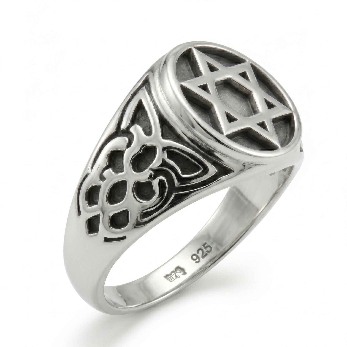 The Shield: Star of David Oxidised Celtic Signet Ring